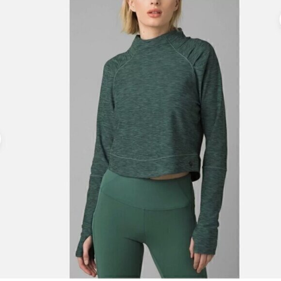 Prana Zandra Funnel Neck Peacock Green Athletic Top - Picture 1 of 7